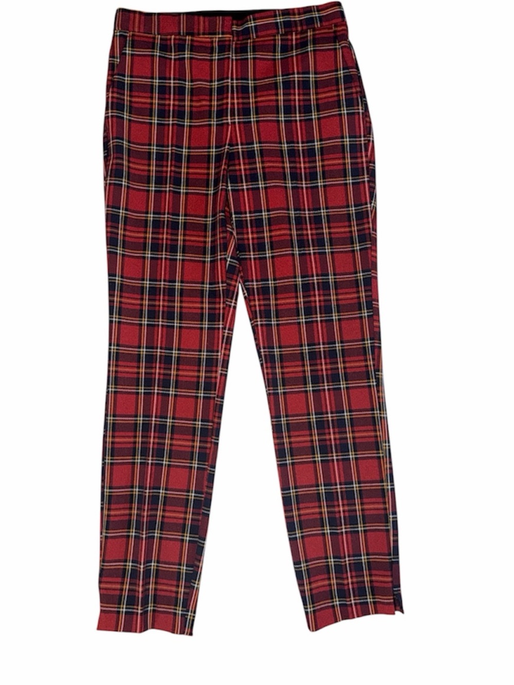Zara Red Tartan Plaid Slim Ankle Pants Size 25